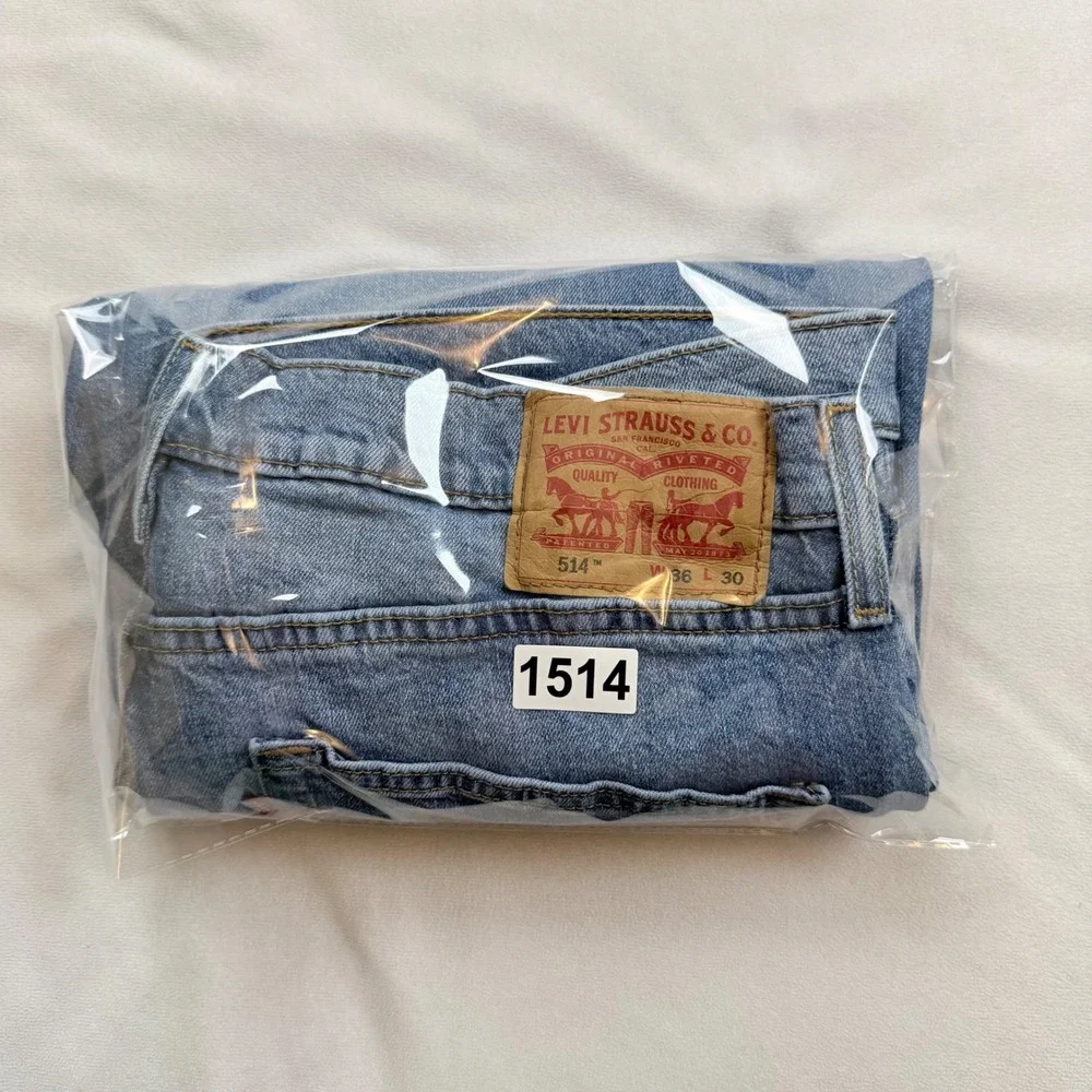 Levis 514 Straight Fit Mens Jeans W36‎ L30 Blue Denim Medium Wash 00514-1593